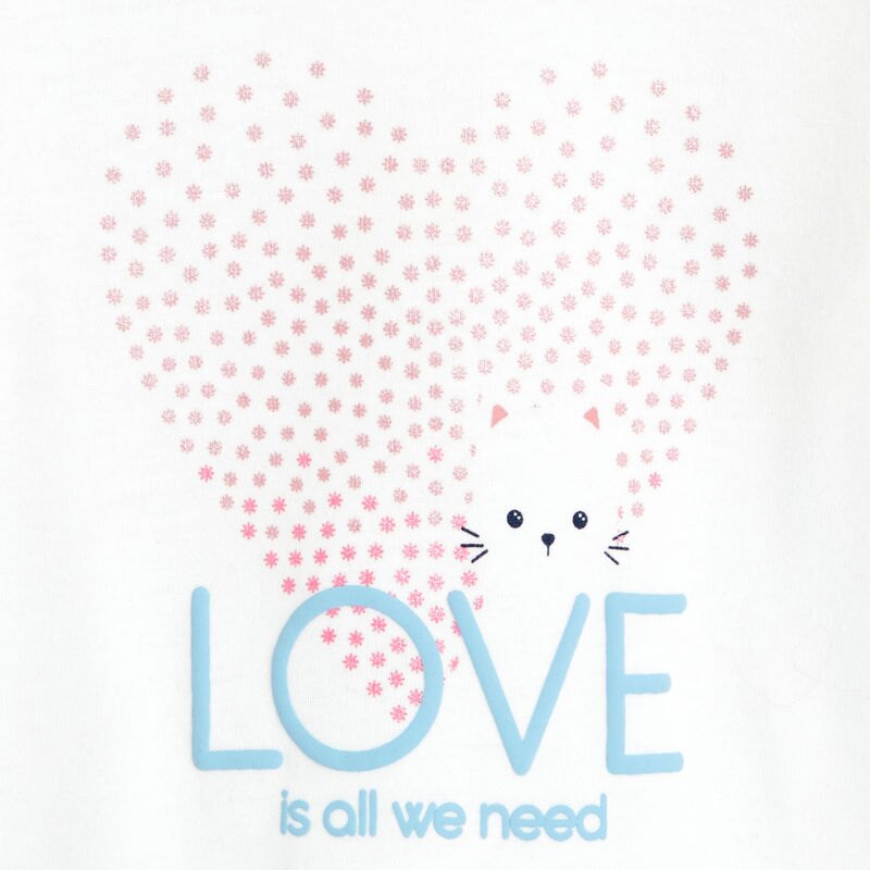 T-shirt impression cœur à volants blanc bébé fille Blanc