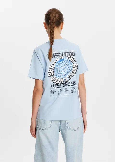 T-shirt met print mystical blauw (BLW.L)