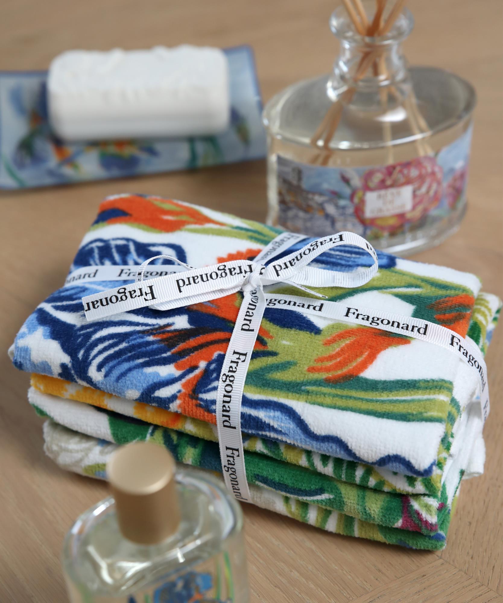 4 Serviettes invités Fleurs du Parfumeur  100% Coton - 30 x 50 cm
