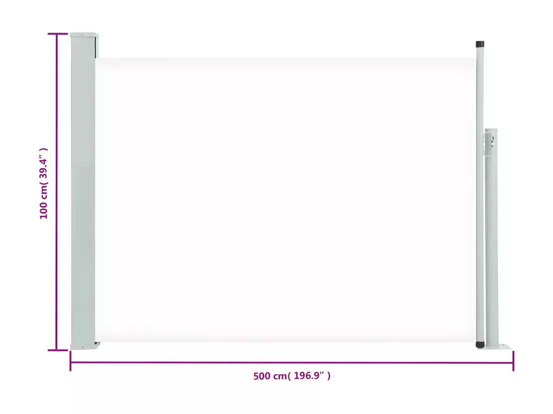 Auvent latéral rétractable de patio 100x500 cm Crème