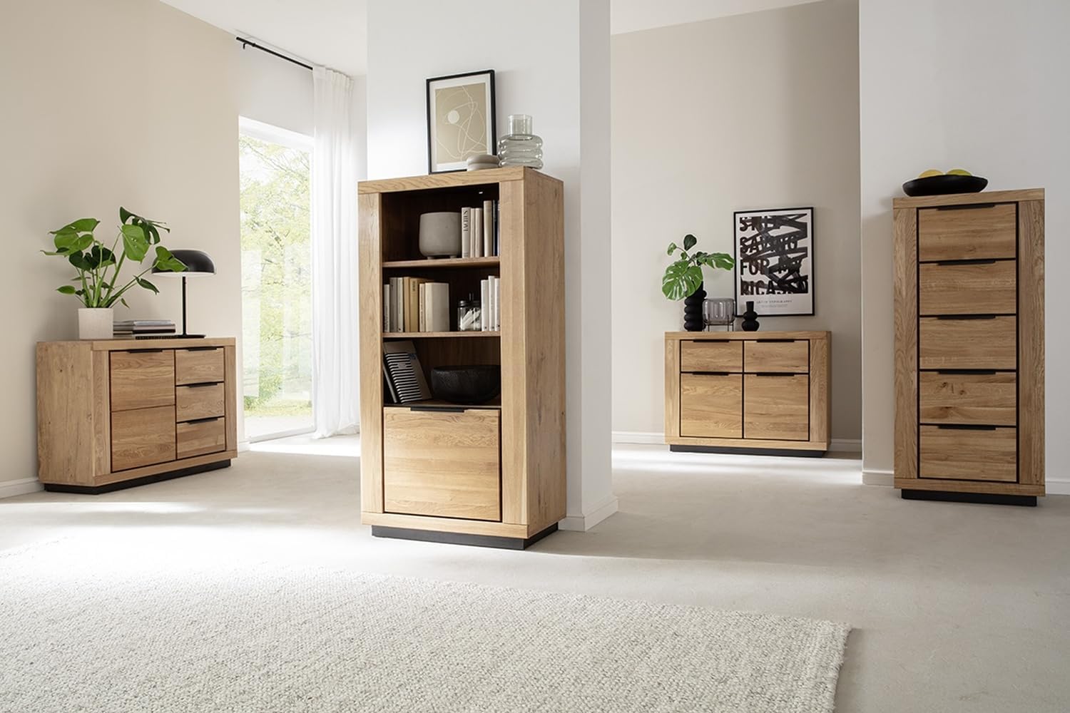 Kommode >GRENO< Fronten in Wildeiche massiv geölt, zeitlose Optik, in den Maßen ca. 102 x 80 x 40 cm (B/H/T) - mit optimalen Stauraum für Ihr Zuhause - Kommode Sideboard Kastenmöbel Stauraumschrank