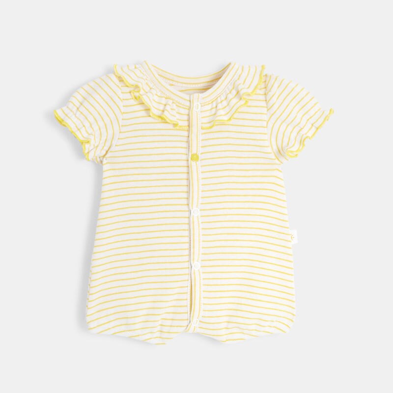 Combishort bébé fille en coton bio jaune Absorba Jaune