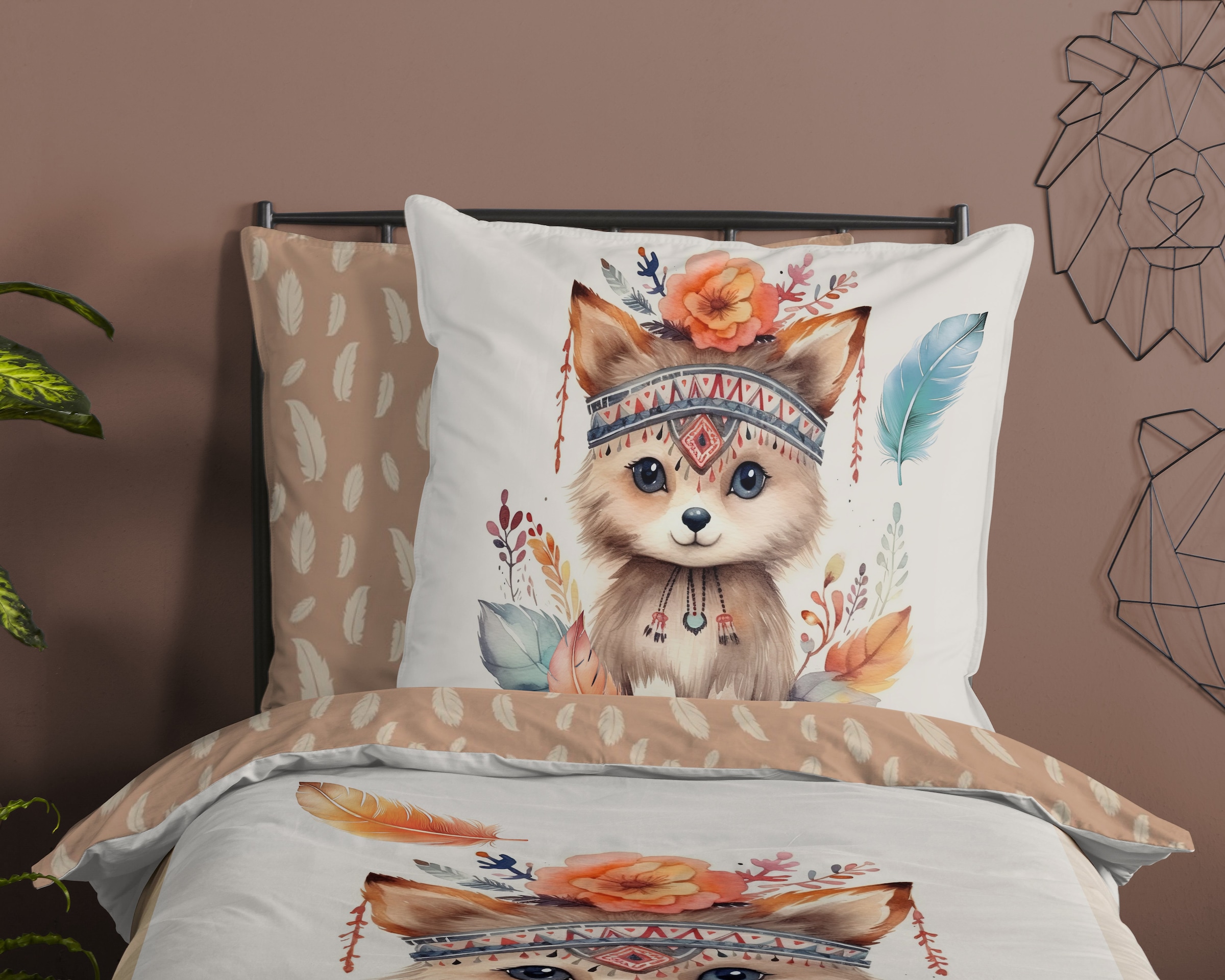 good morning Kinderbettwäsche »Hay« 2 Stk. tlg. Baumwolle, 135x200, Reissverschluss, Wendeoptik, Kind, Fuchs, Boho Sand
