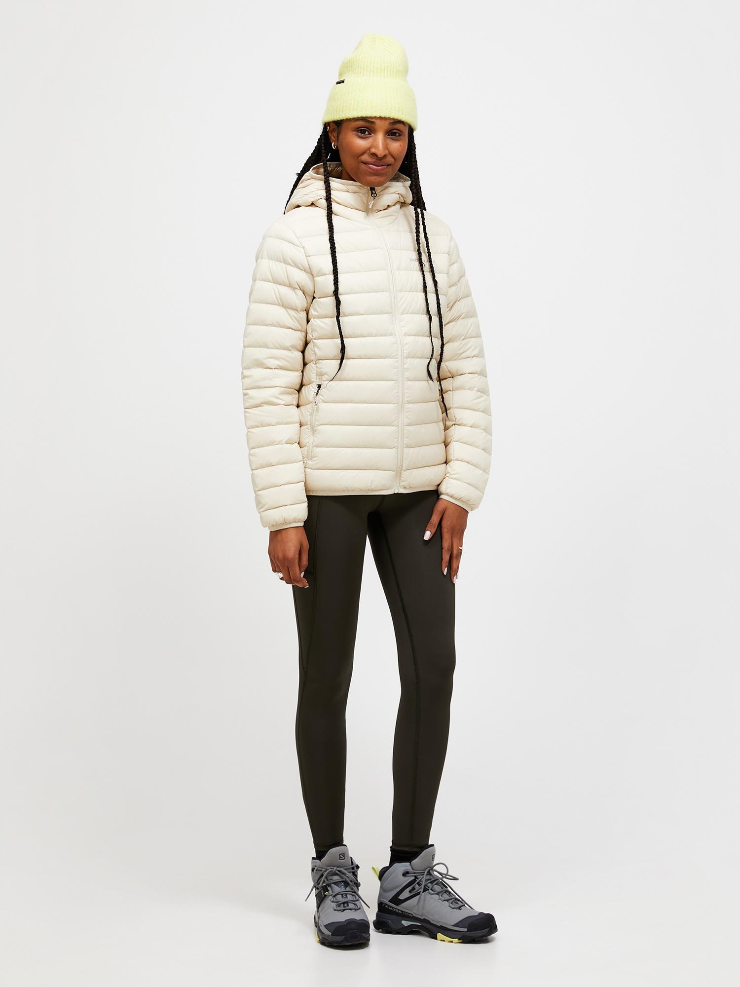 Down Liner Hood Jacket Dame Sand Fog