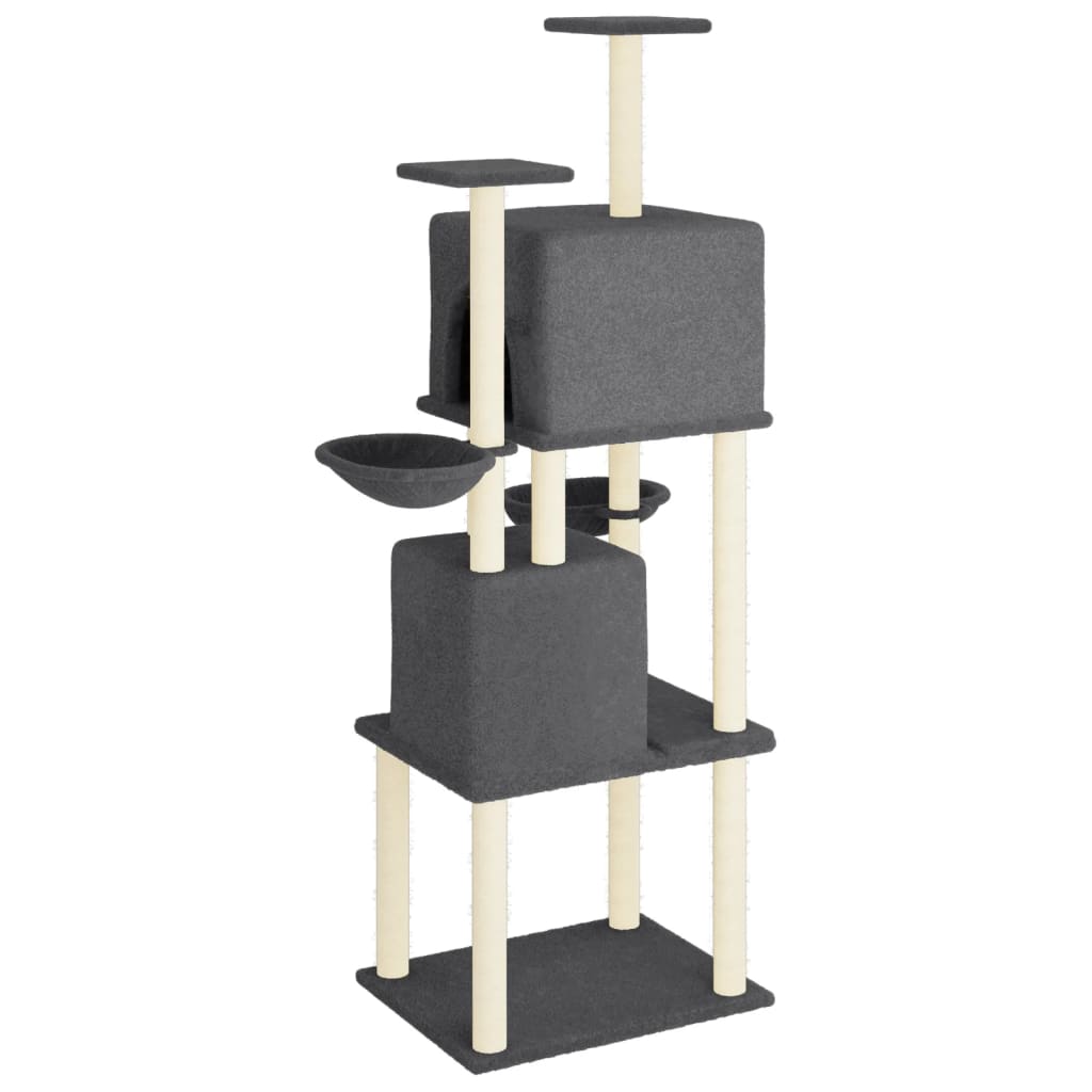 Arranhador para gatos vidaXL com postes de sisal cinza escuro, 180 cm