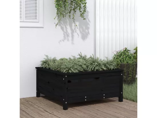 Jardinière noir 82,5x82,5x39 cm bois massif de pin