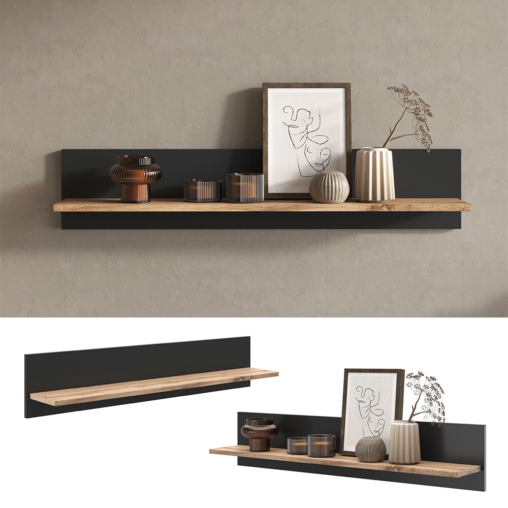 Vicco Wandregal Amber Eiche Wotan Anthrazit 100 x 20 cm Wandhalterung