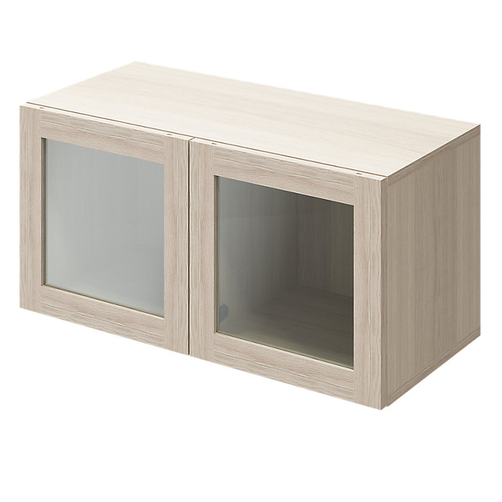 Meuble mural portes battantes vitrées effet chêne GoodHome Atomia H. 37,5 x L. 75 x P. 37 cm
