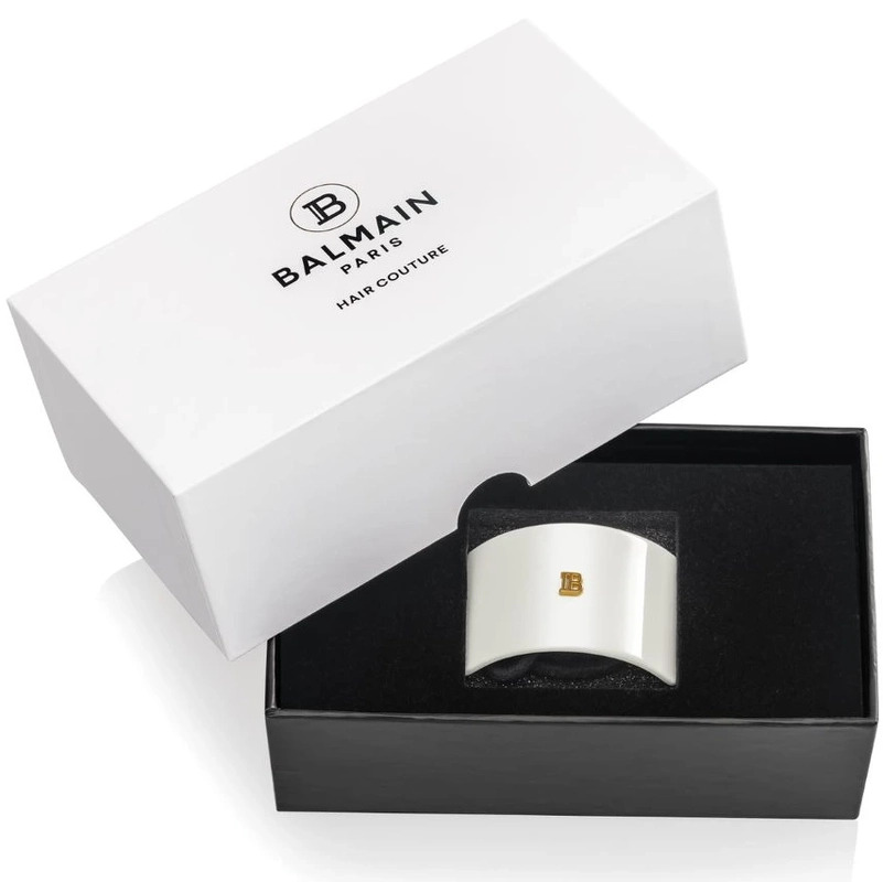 Balmain Accessories Cellulose Acetate Elastique pour Cheveux White 18k Gold
