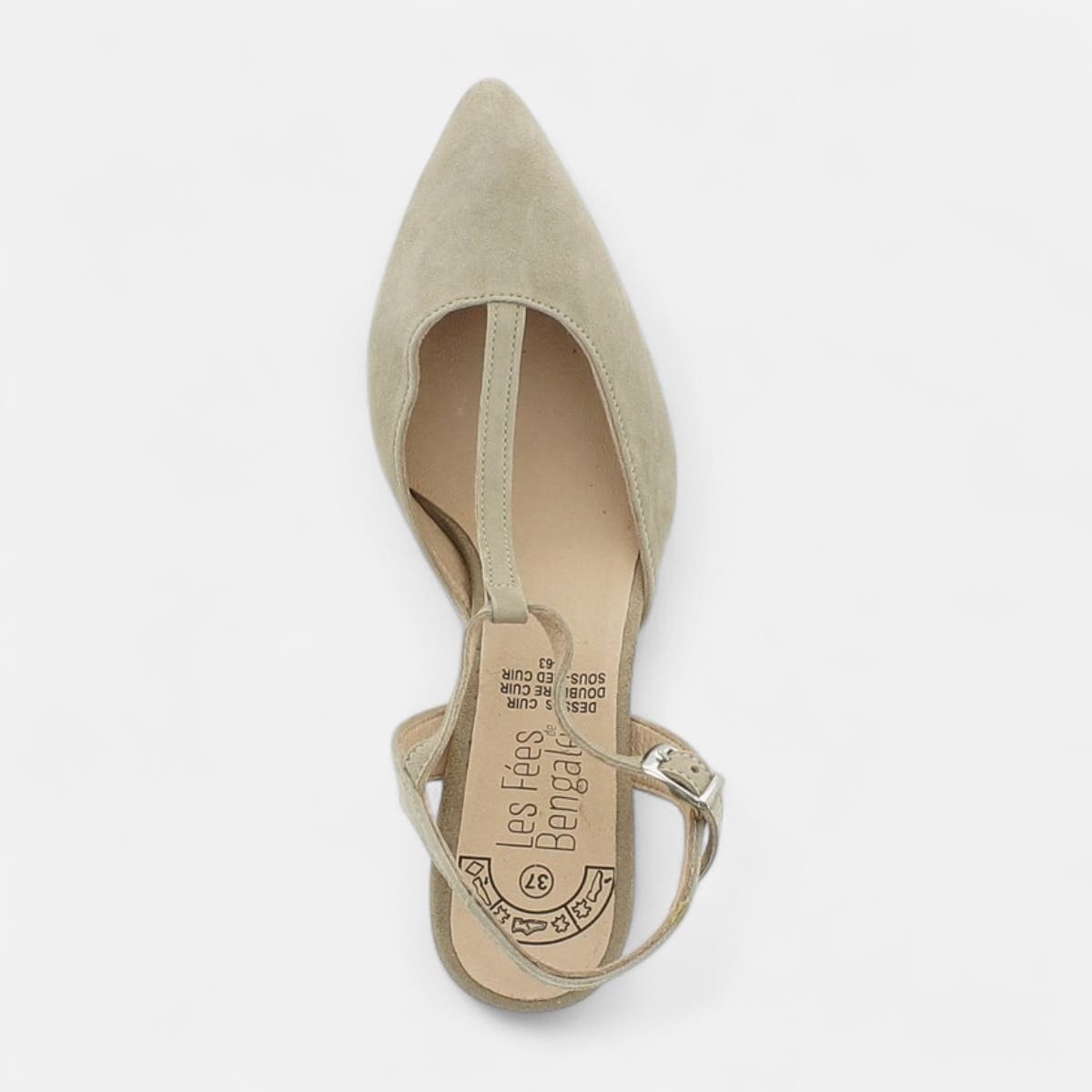 Escarpins avec bride arrière à talon Femme en cuir beige