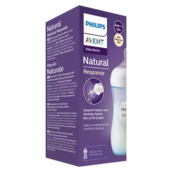 Mamadeira Avent Natural Response 3.0, Azul, 260ml