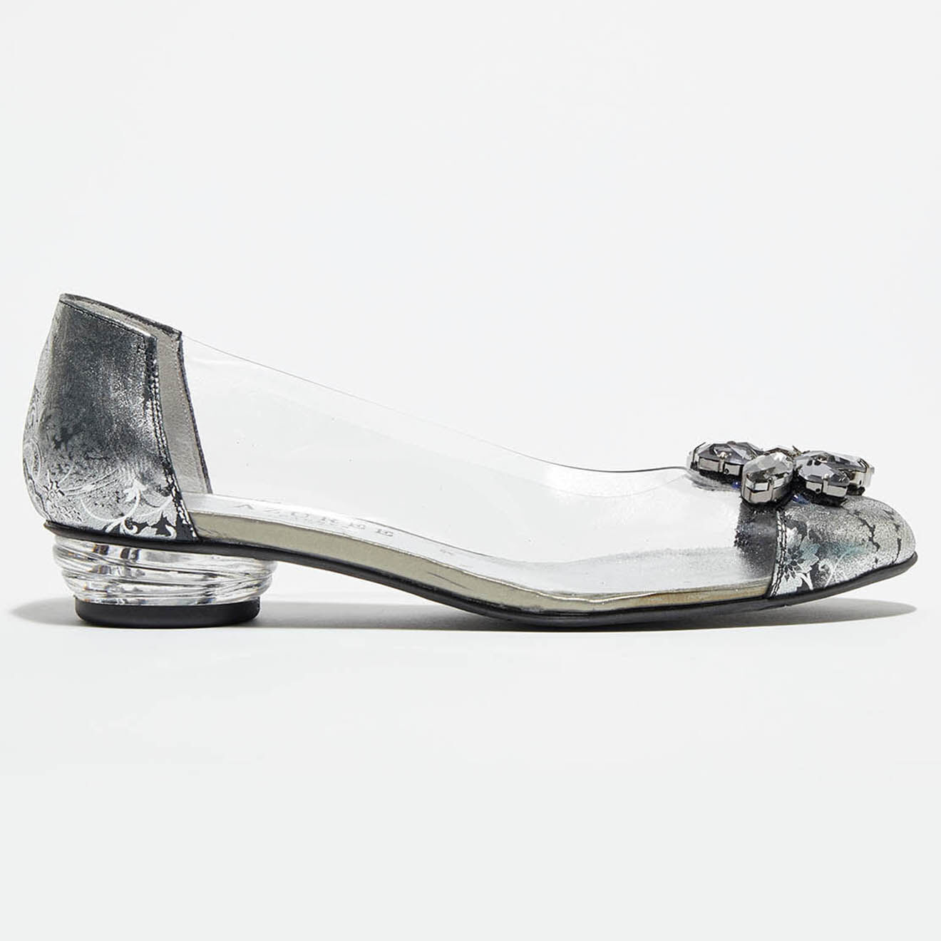 Azurée Cannes Ballerines en Cuir verni & Plexi Bibela argentées - Talon 2 cm