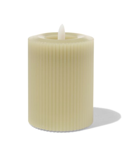 bougie nervurée LED avec cire Ø7.5x10 vert clair