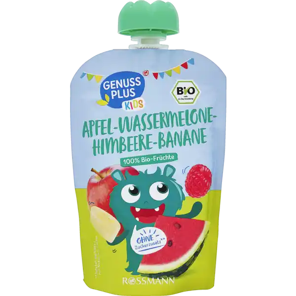 Apfel-Wassermel-Himbeere-Banane Quetschie
