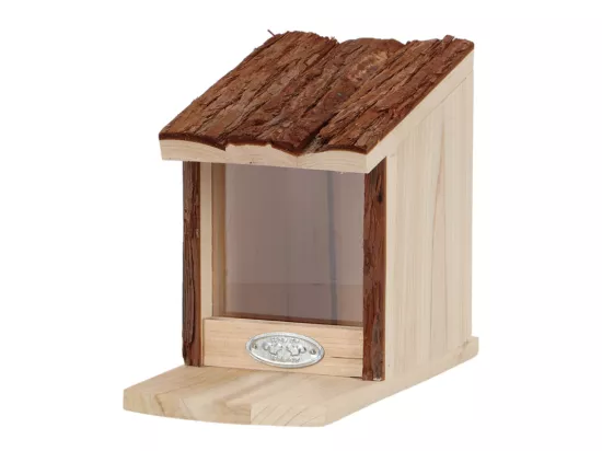 Mangeoire en bois naturel pour écureuil - Beige/Marron - H 17,8 cm