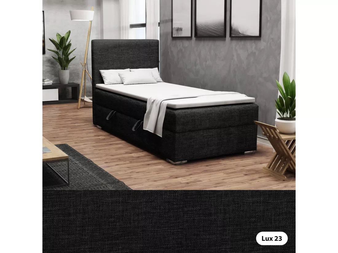 LIT SIMPLE avec topper Kiberg Mini côté gauche, 100x200 cm, Lux 23 (Noir)