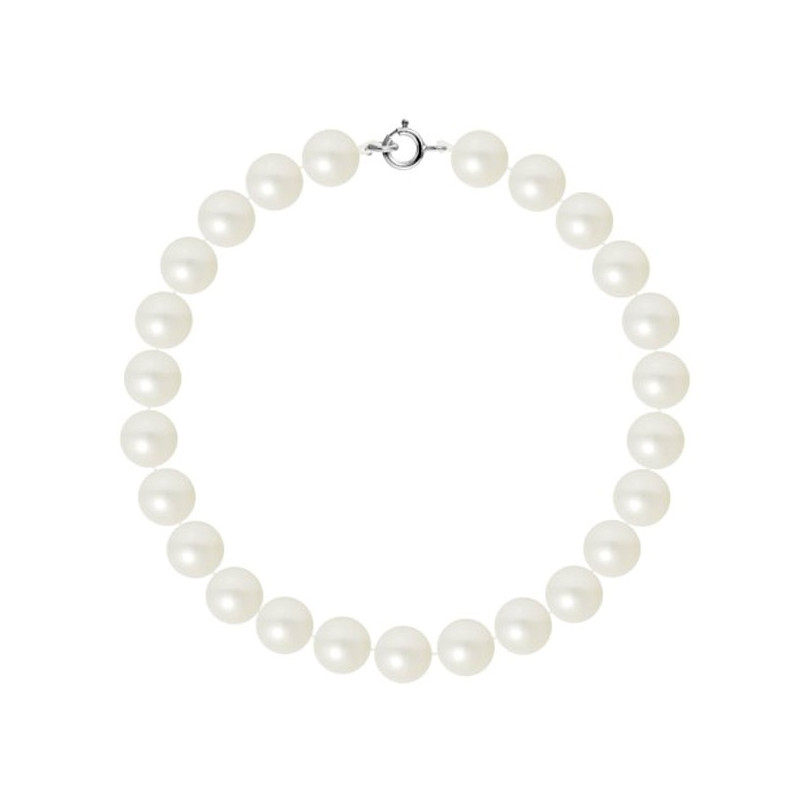 Bracelet Femme Perles de culture d'eau douce Blanches AA et Fermoir Or Blanc 750/1000