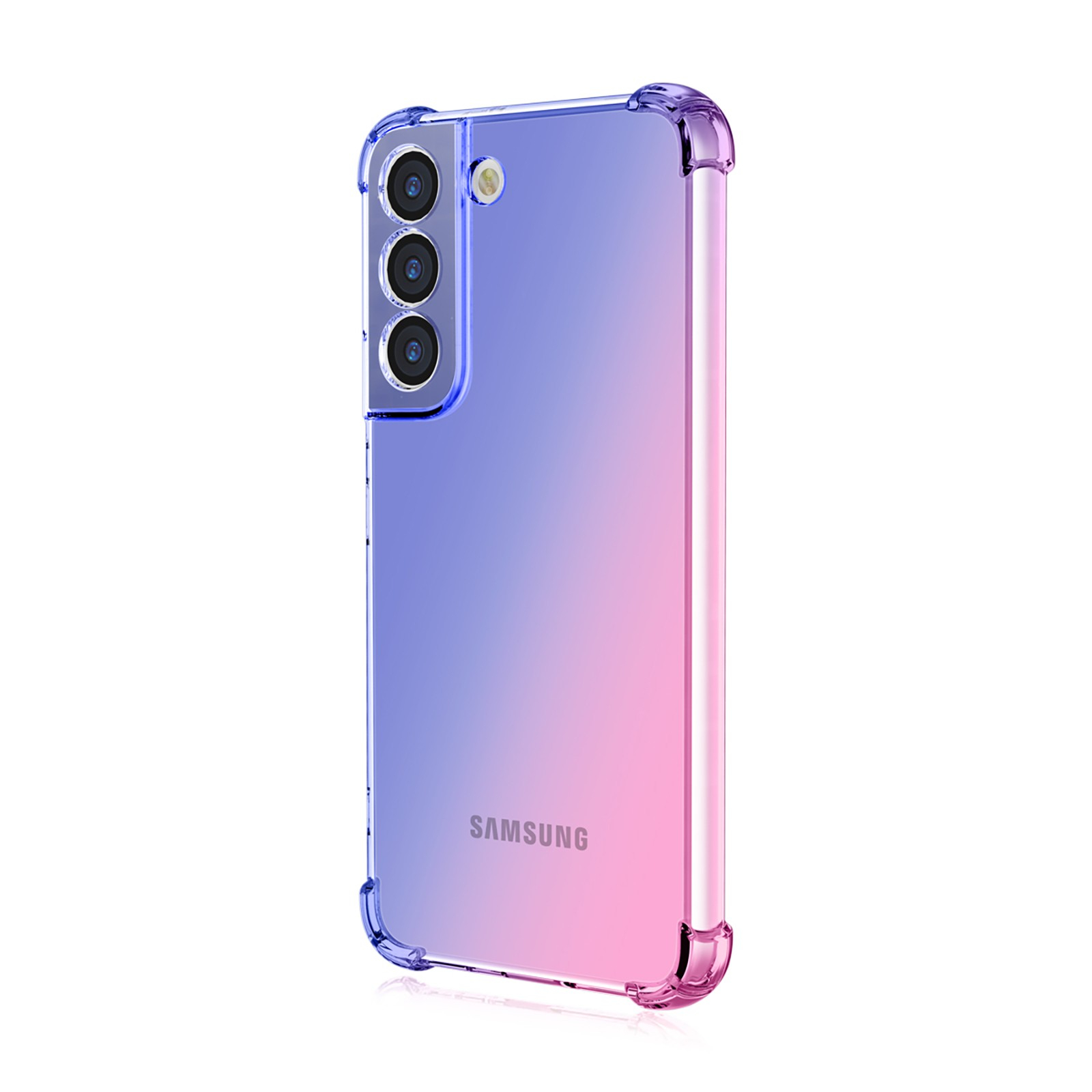 Samsung Galaxy S23 5G Gummi Hülle Air Cushion Fallschutz mit Farbverlauf - Lila / Rosa