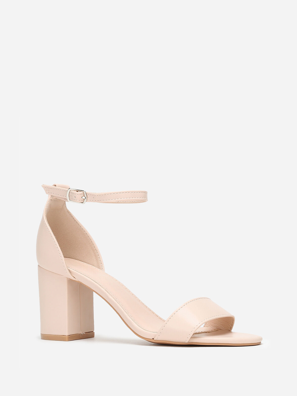 Sandales à talon épais en simili- Beige