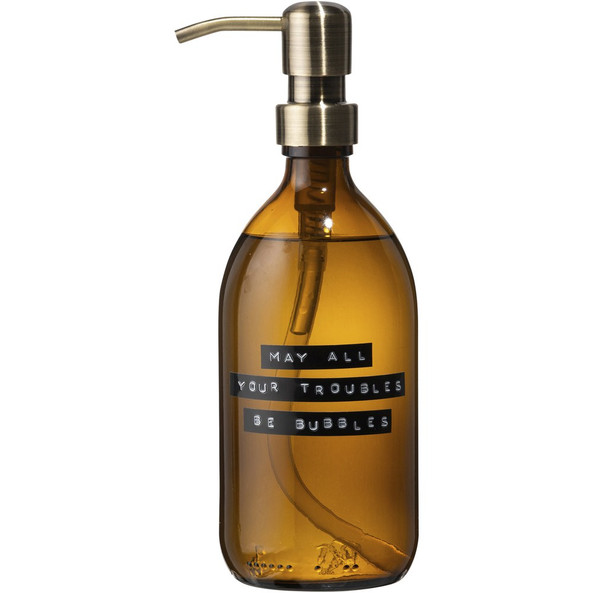 WELLmark 126310 - Distributeur de Savon en Verre Luxe 500 ml Bamboo