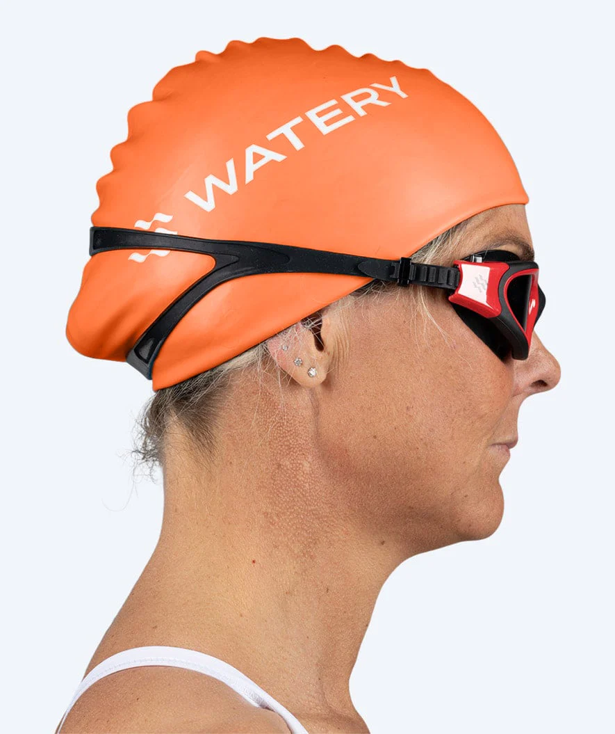 Watery badehætte til langt hår - Signature - Orange