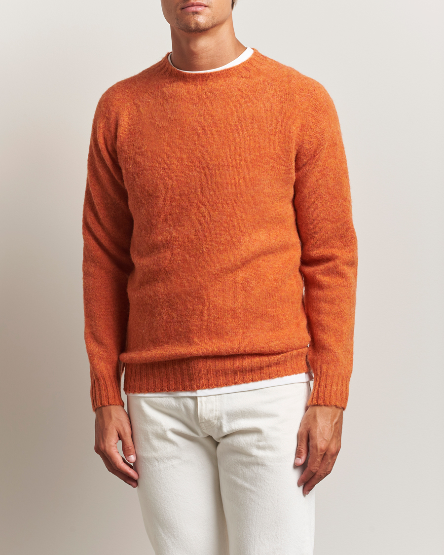 Harley Of Scotland Brushed Supersoft Lambswool Crewneck Satsuma