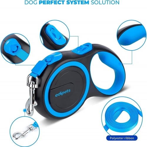 Guia ajustável e extensível para cães Edipets, azul.