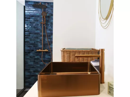 Luisa mitigeur lavabo haut cuivre brossé - Essebagno