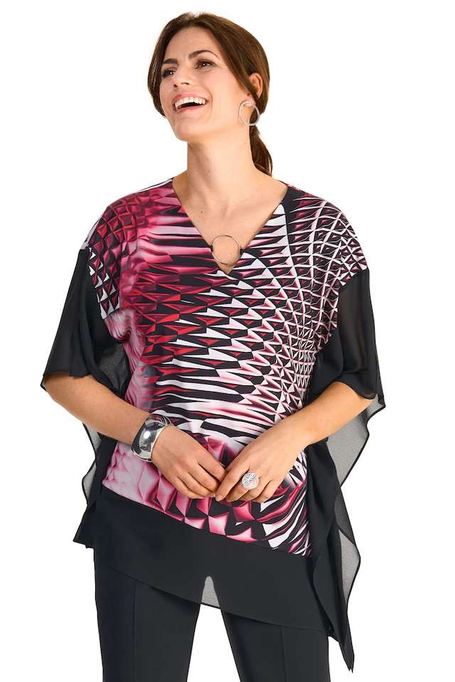 HERMANN LANGE Collection Fledermausshirt mit grafischem Muster