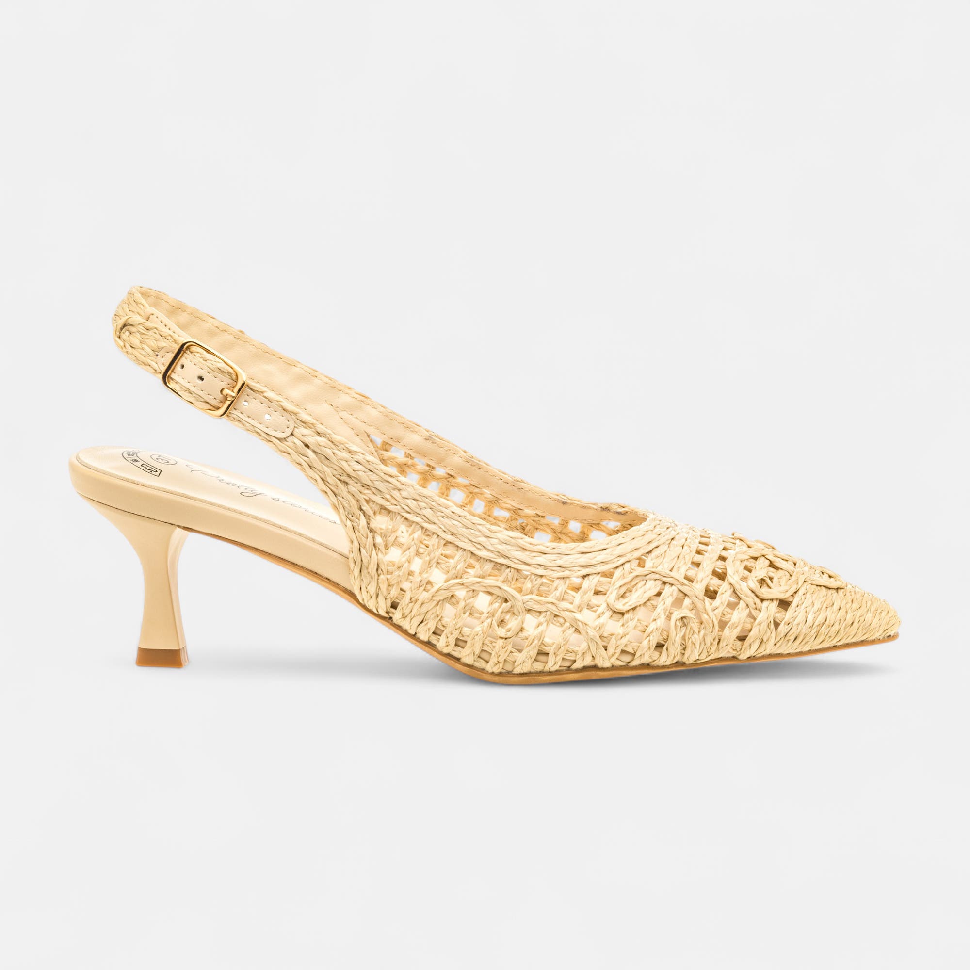 Escarpins avec bride arrière à talon Femme beige