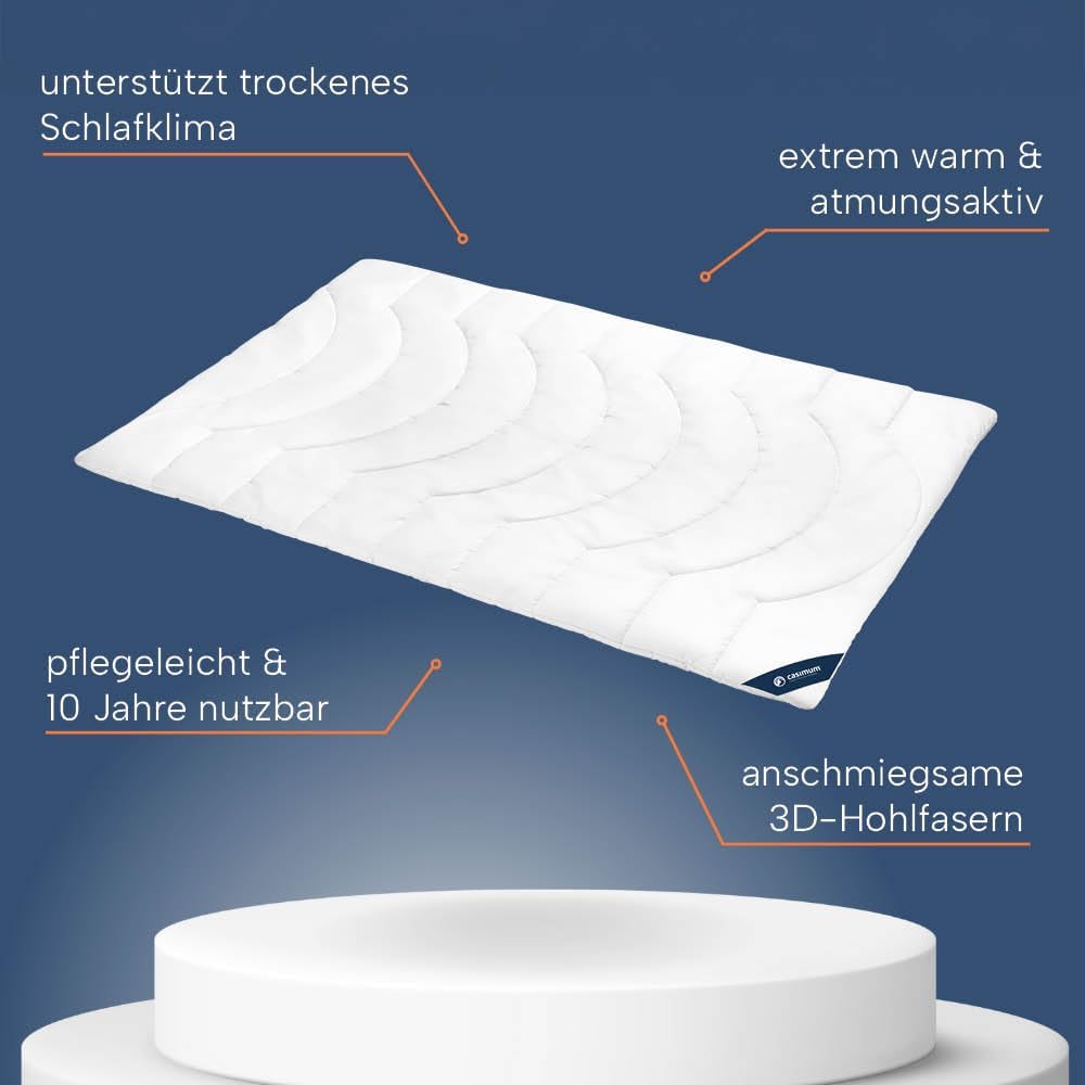 warme Comfort Winter Bettdecke Duo | Steppbettdecke | Microfaser allergikerfreundlich | Ökotex 100 | waschbar bis 60 Grad | 135 x 200 cm, weiß