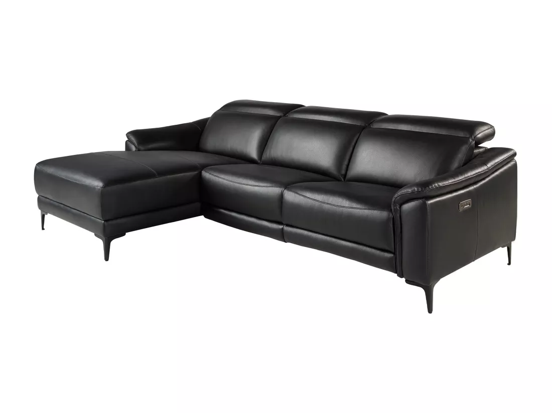 Canapé d'angle relax gauche en cuir noir 6206 ANGEL CERDA