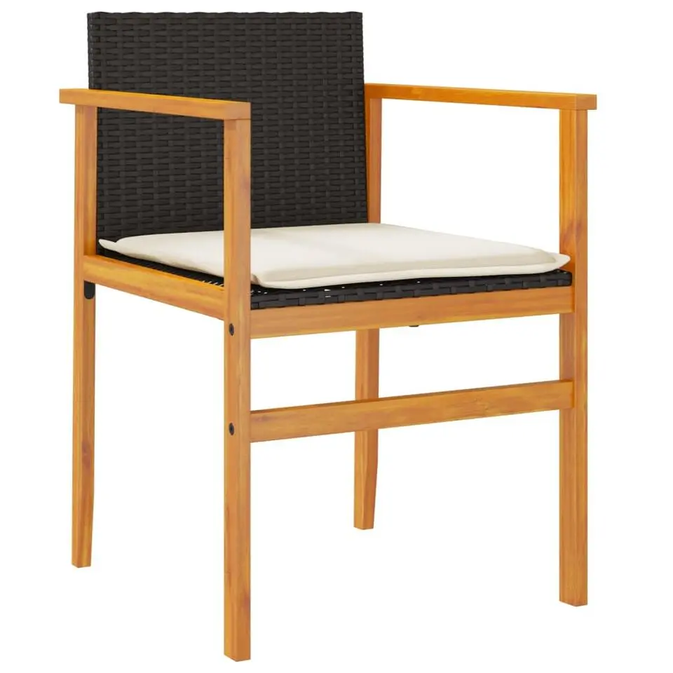 vidaXL - Tuinstoelen - Kussens - Zwart - Poly rattan - 2 stuks - 55x55x78 cm