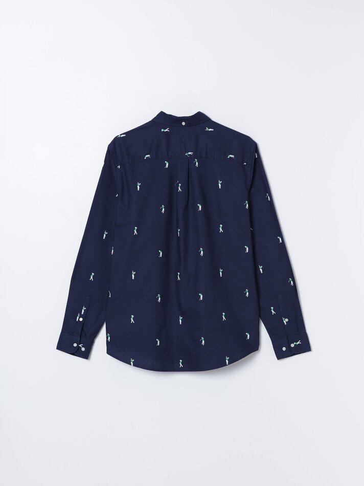 Camisa Oxford com estampa - Azul Marinho