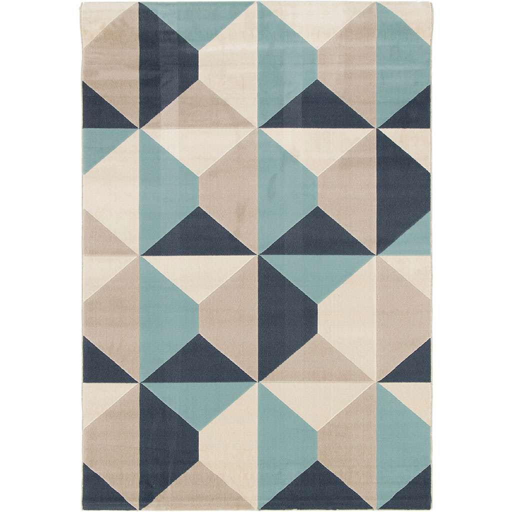 Tapis géométrique EXAGO bleu 160x230cm