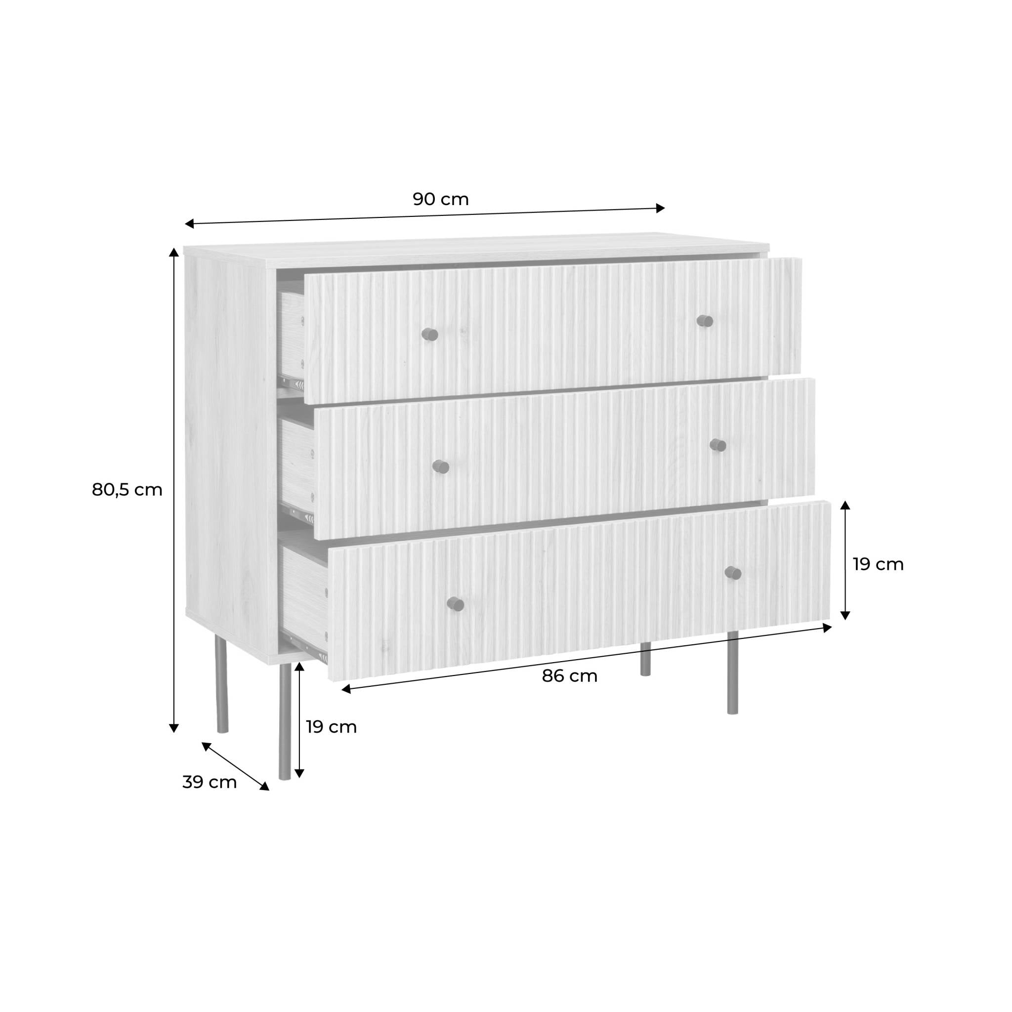 sweeek - Ladekast, B90 x D39 x H83cm
