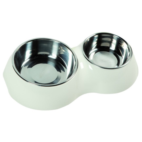 Alimentador duplo para animais de estimação Flamingo branco