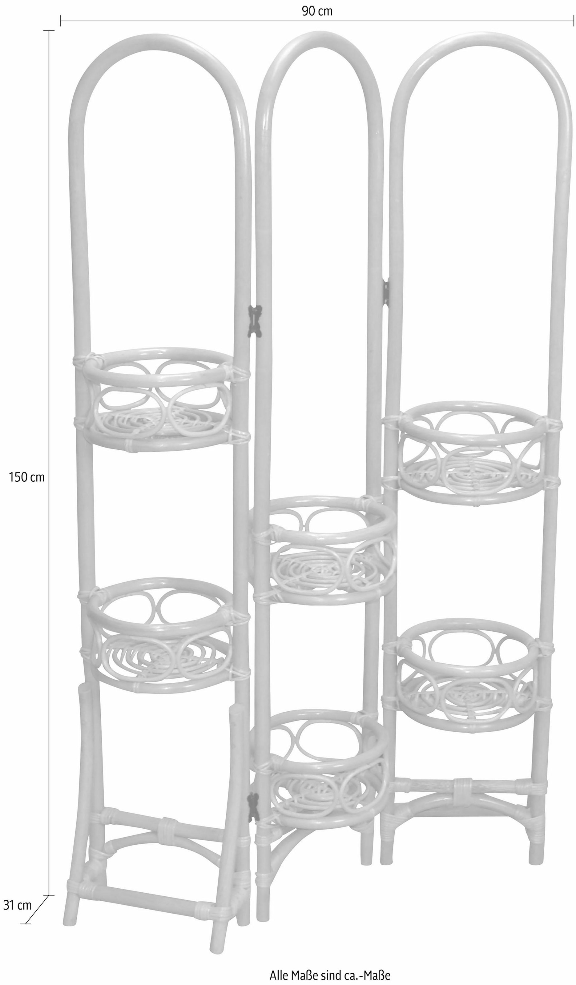 Home affaire Paravent Rattan mit Blumenhalterung