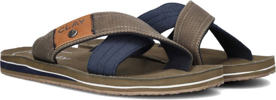Clay Groene Leren Heren Slippers