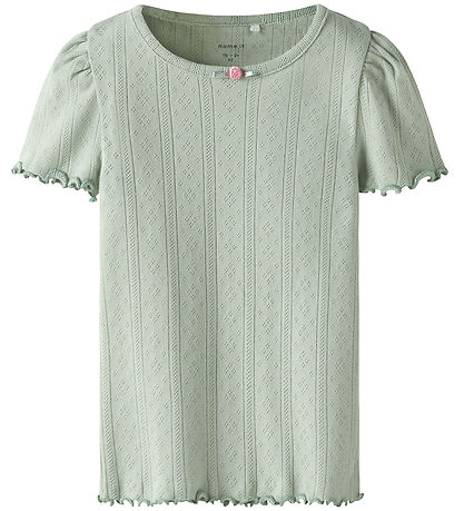 Name It T-Shirt - NmfJsilke - Aqua Grau m. Lochmuster