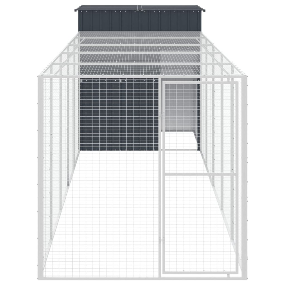 Poulailler avec cour anthracite 165x659x181 cm acier galvanisé