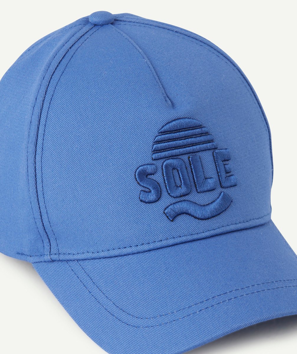 CASQUETTE GARÇON EN COTON BLEU AVEC MESSAGE SOLE BRODÉ