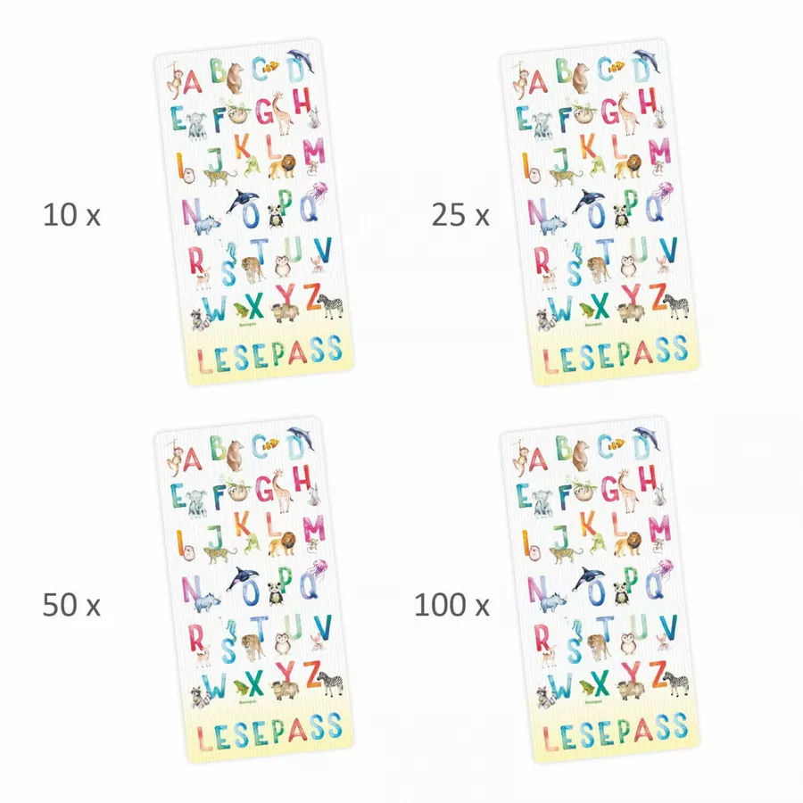 Nikima Lesepass Alphabet Lesezeichen zum lesen üben Grundschule 10-100 Stück 100 Stück