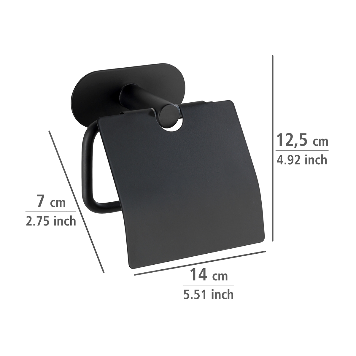 Wenko Orea turbo-loc toiletrolhouder met deksel RVS zwart mat