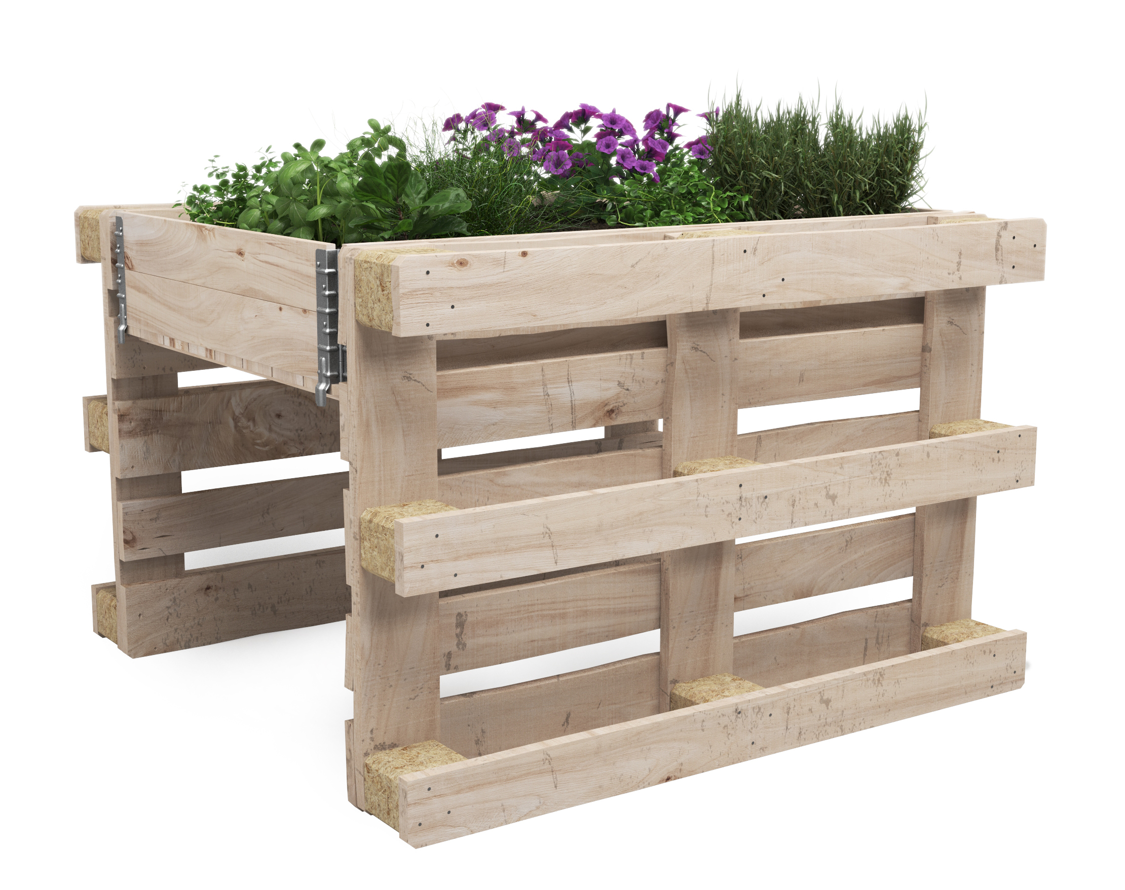 Hochbeet mit 2 Paletten Holz 120 x 109 x 80 cm