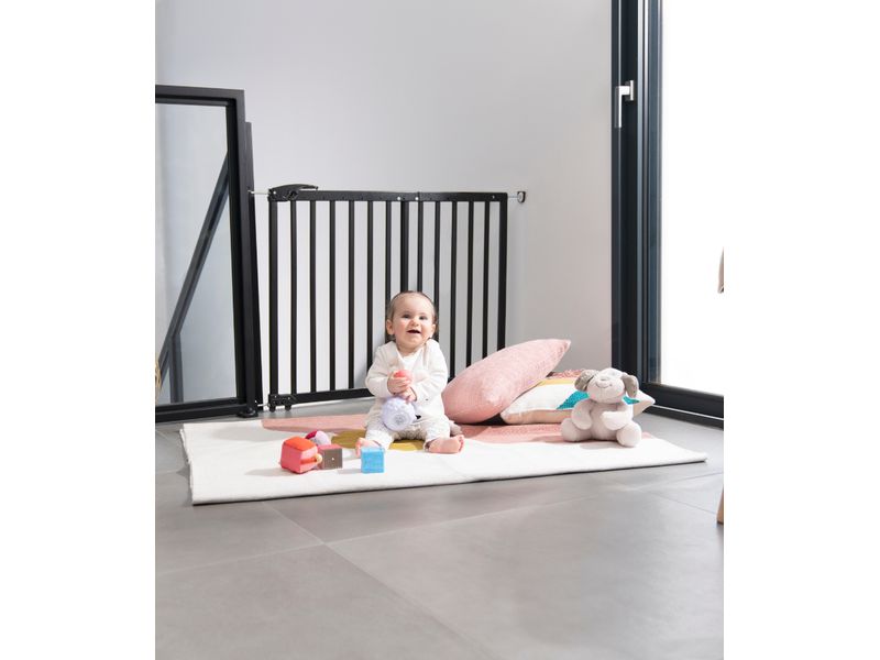 Badabulle Türschutzgitter Deco Pop Holz Schwarz 63 cm - 106 Sicherheitsgitter mit ergonomischem Griff
