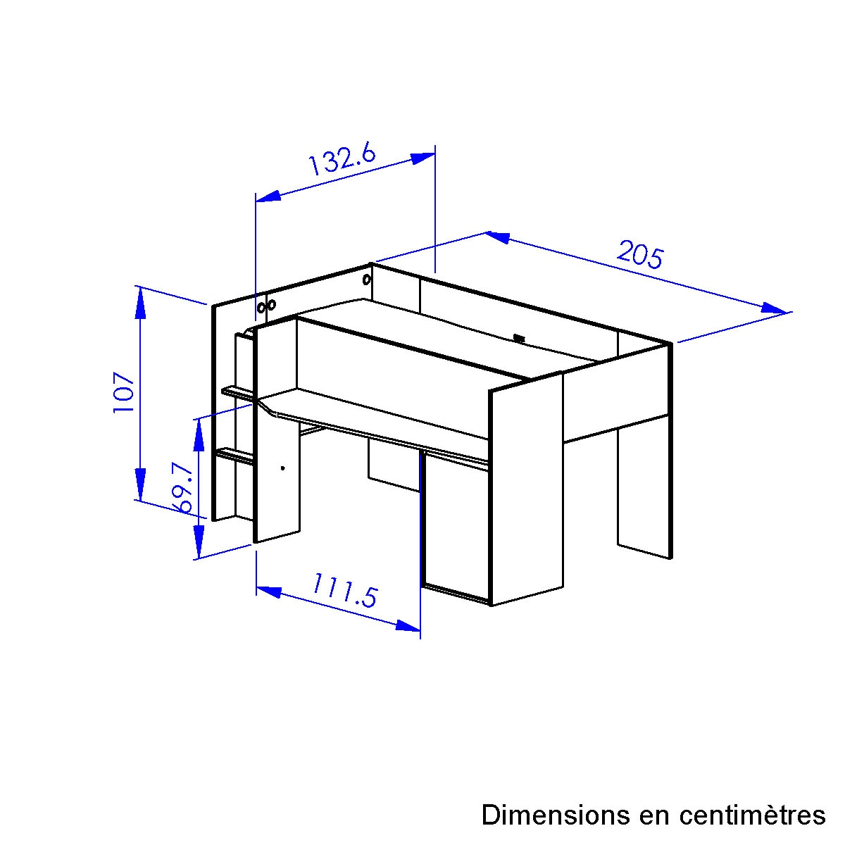 Gami Hochbett »Nael« Hochbett 90 / 200 mit Schreibtisch