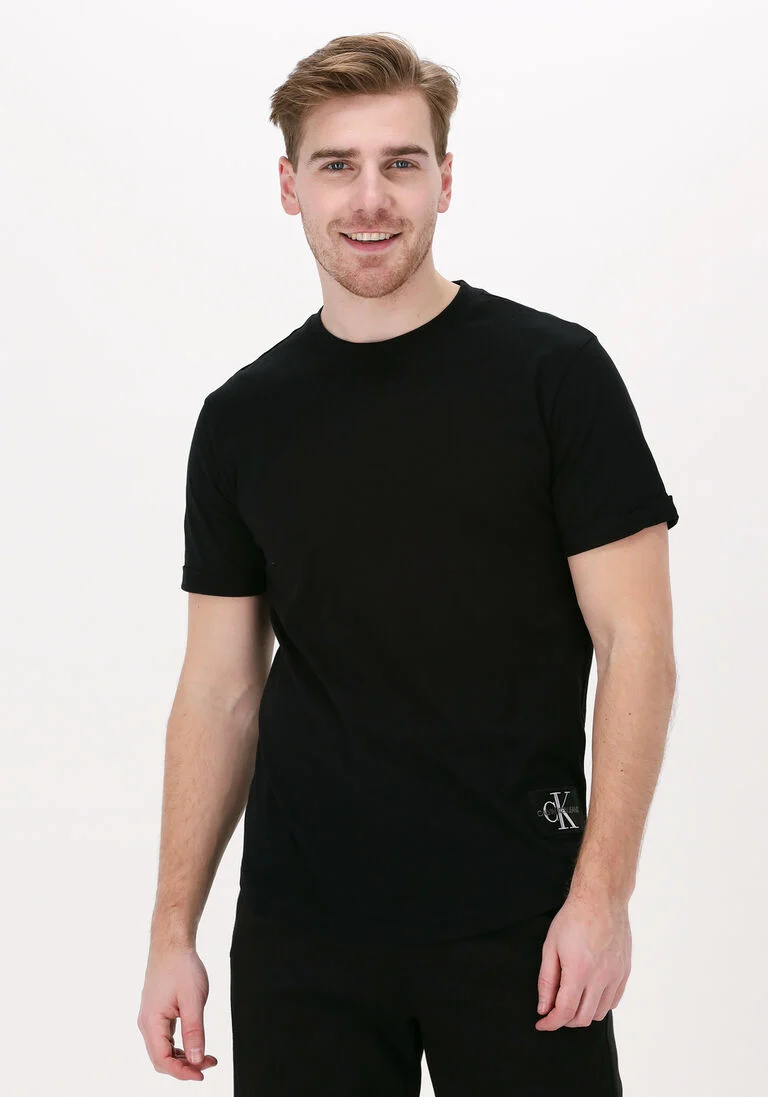 CALVIN KLEIN zwarte calvin klein t-shirt badge turn up sleeve