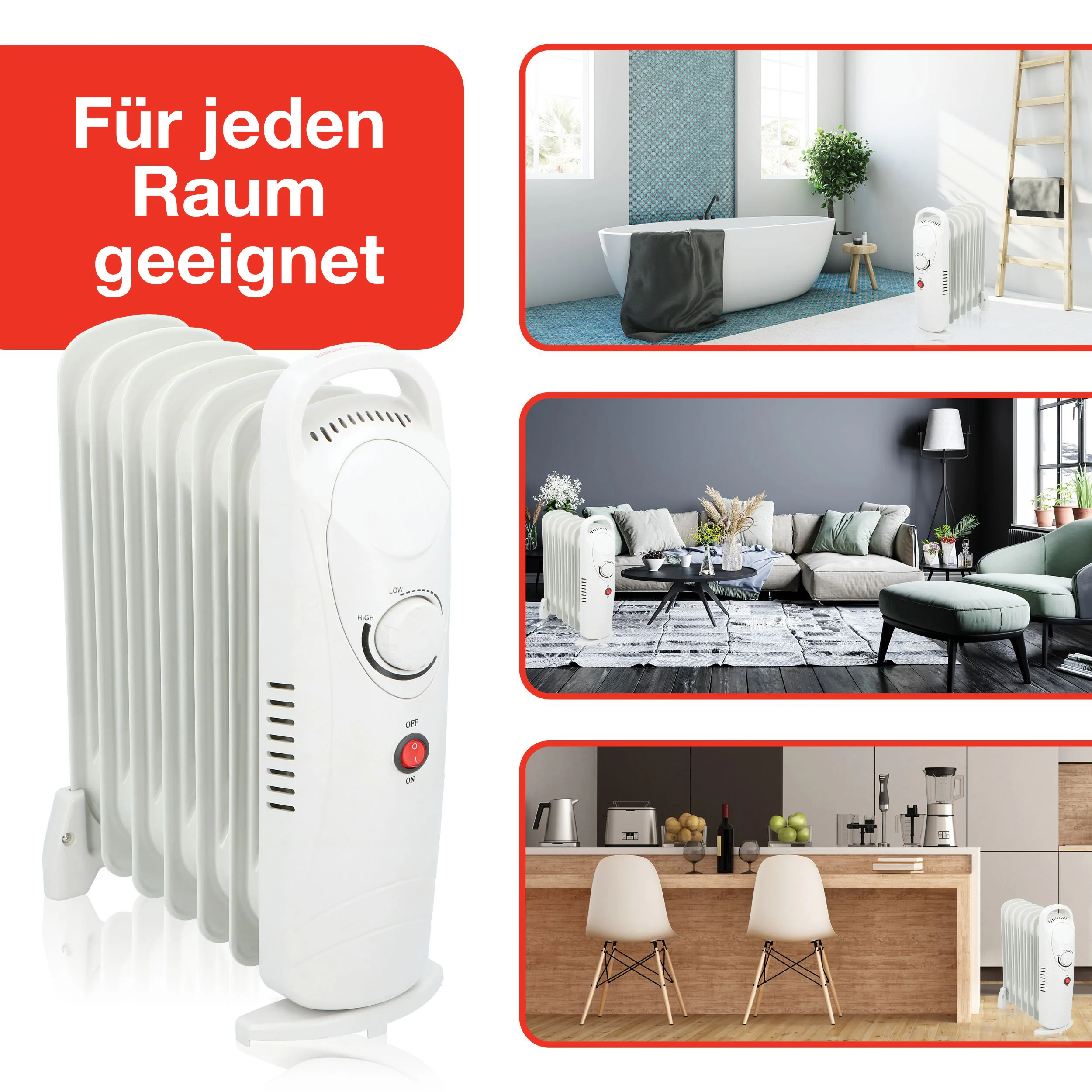 Alpina Öl Radiator, 2 Stufen 850W, Thermostat, Überhitzungsschutz