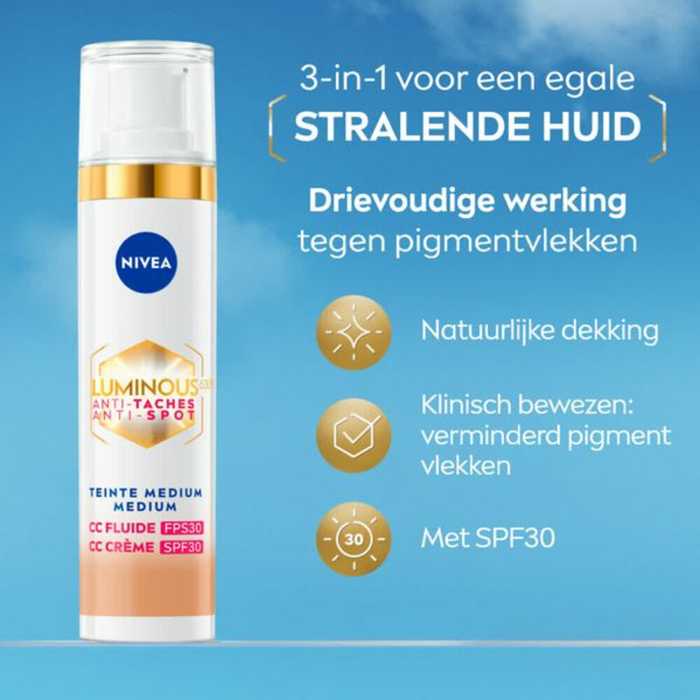 3x Nivea Luminous630 CC Cream SPF 30 Medium40 ml